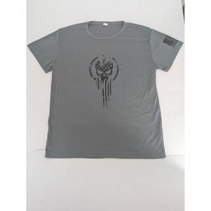 Punisher American Flag Skull Graphic T-Shirt Mens XL Gray Performance Tactical